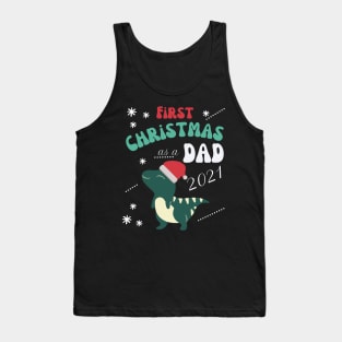 First Christmas as a Dad, cute christmas dinosour new baby born design Tank Top